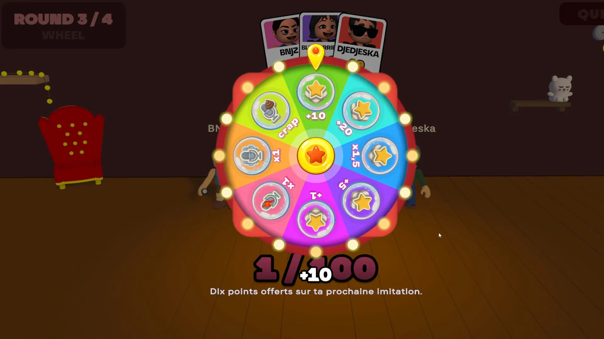 The wheel: bonuses, multipliers and sabotages to hand out